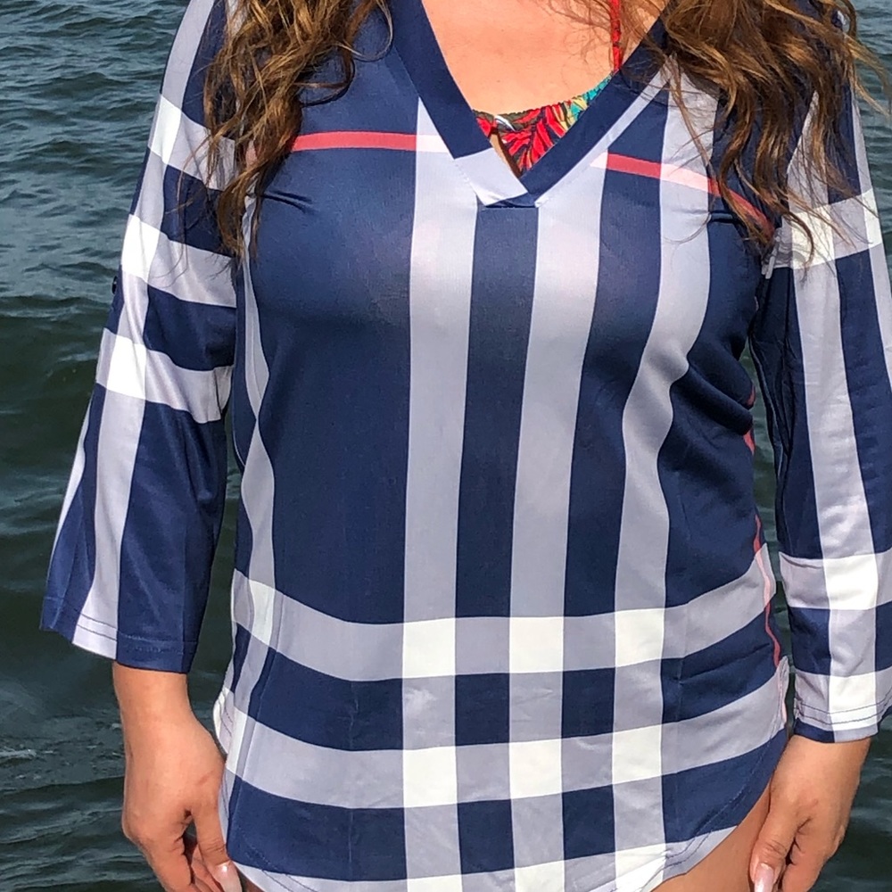 Cover up over swimsuit or with jeans.
